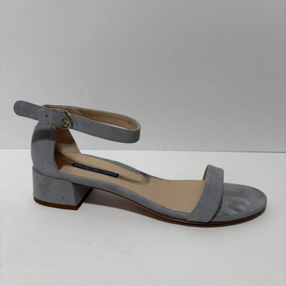 Stuart Weitzman Women’s NudistJune Dovetail Suede Ankle Strap Sandals, Size 9 M